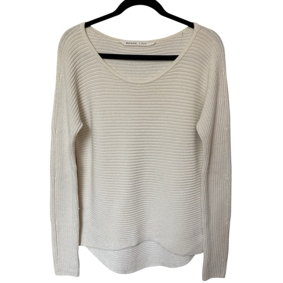 Athleta Huntly Womens Wool Blend Ribbed Sweater Dove Minimalist Size: Small - Picture 1 of 10